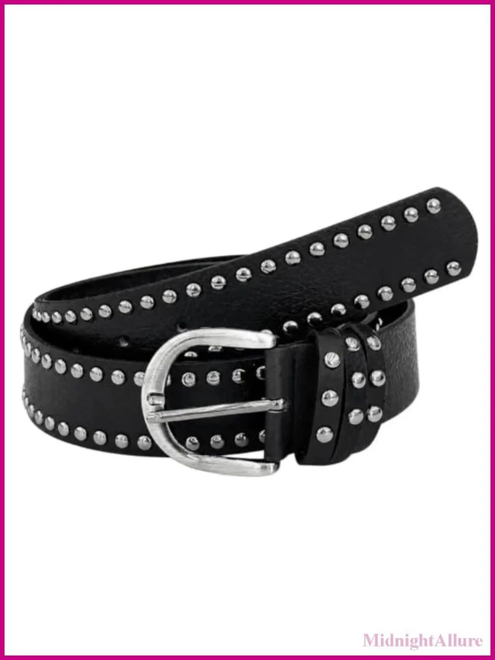 Faux Leather Western Cowboy Belt Embossed Adjustable Studded Pull On